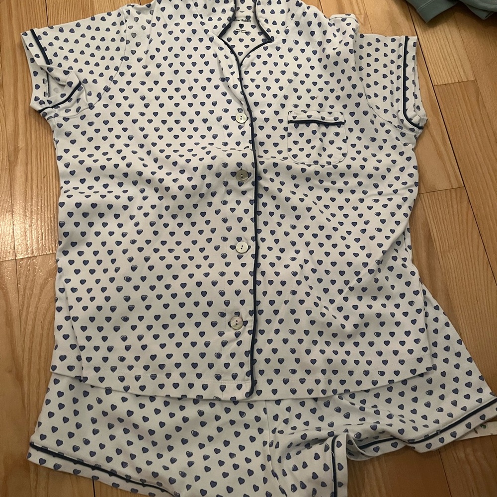 Roller Rabbit Blue Heart Print Pajama Set